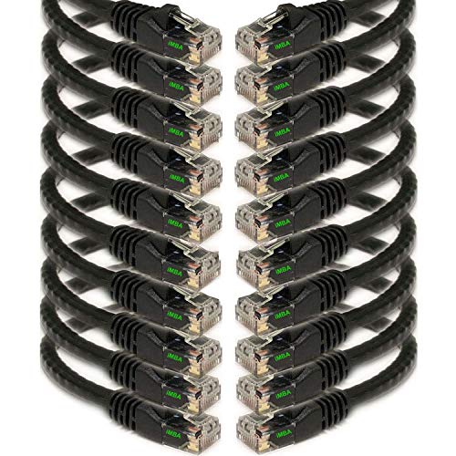 iMBAPrice UL Listed 0.5 Feet (6 inch) Cat6 Ethernet Network Patch Cable, LAN, UTP RJ45 Internet Cat 6 Cable (10 Pack) Black, Compatible with Personal Computer