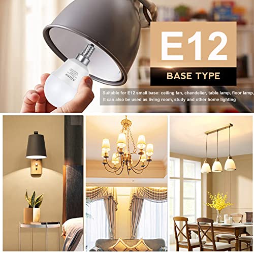 Ajuns LED Ceiling Fan Light Bulbs 40W Equivalent 120V LED Candle Holder Bulb, 5W 2700K Warm White Used for Chandeliers, Ceiling Fan Lights, Wall Chandeliers, etc, E12 Base 4Packs