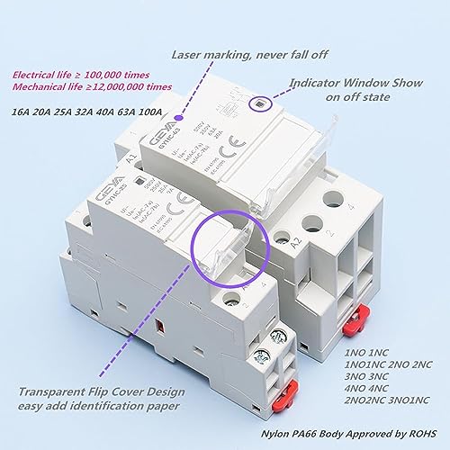 GEYA Automatic Modular Contactor Household Circuit Control Din Rail Mount 4Pole 63A 4NC AC220V
