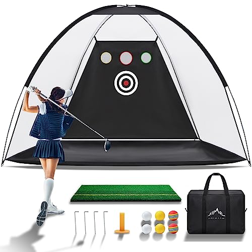 Himal Outdoors Golf Net,Golf Net Backyard Driving,Golf Driving Range,Golf Swing Net,Heavy Duty Golf Practice Net,Golf Practice Hitting Net,Quick Setup Golf Net with Carry Bag (Black)
