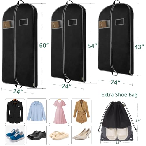 BALEINE Heavy Duty Garment Bag with Shoe Storage Travel Bag for Dresses, Suit, Coats Travel Essential (43")