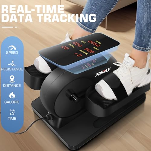 FUNMILY Under Desk Elliptical, 2 in 1 Leg Exerciser While Sitting for Seniors Adults, Ellipse Leg Exerciser with Display Monitor & Remote Control for Home Office Use