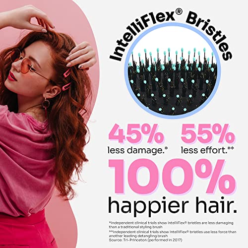 Wet Brush Shine Enhancer Aqua - Natural Boar With Ultra-Soft IntelliFlex Leaves Shiny And Smooth For All Types - For Women, Men, Wet & Dry