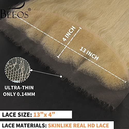BEEOS 6x6 HD Lace Closure Only, 613 Blonde Color 0.10mm Ultra-thin Invisible Swiss Lace Closure Pre Plucked Natural Hairline Straight Human Hair Closure 20 Inch
