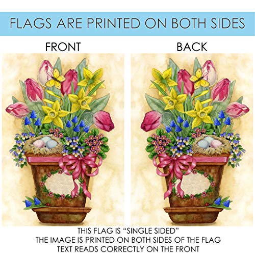 Toland Home Garden 119559 Potted Spring Flower Flag 12x18 Inch Double Sided Flower Garden Flag for Outdoor House Flag Yard Decoration