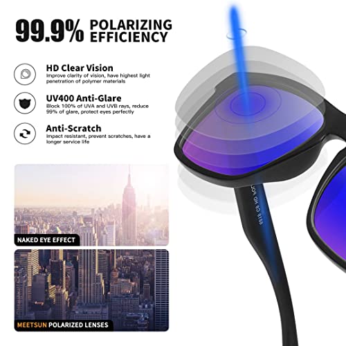 MEETSUN Polarized Sunglasses For Men Women UV Protection Square Frame Sport Fishing Driving Sunglasses (Red-Grey/Red Mirrored)