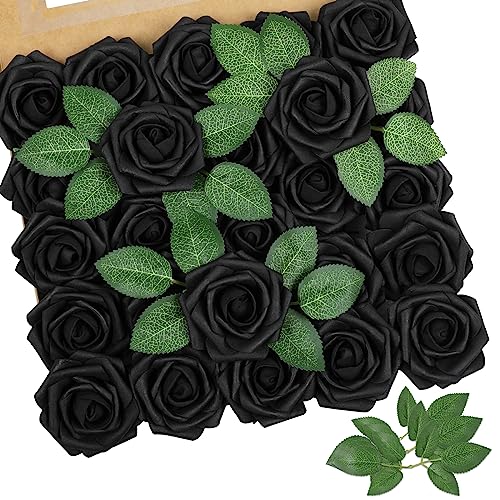 AmyHomie Artificial Flowers Green Rose 25pcs Real Looking Fake Roses w/Stem for DIY Wedding Bouquets Centerpieces Arrangements Party Baby Shower Home Decorations