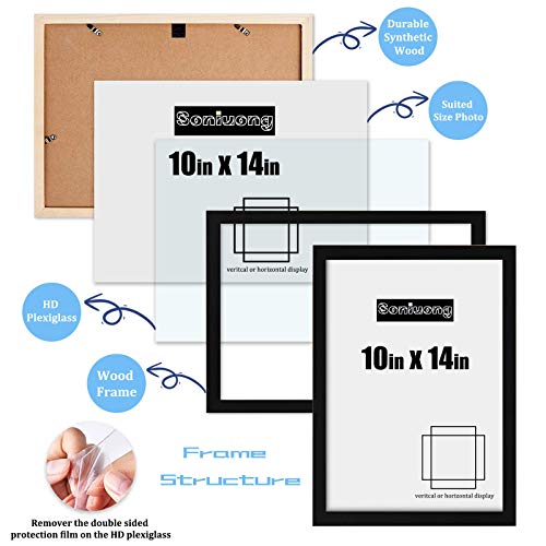 10x14 inch Wood Picture Frames for Wall Hanging,Diamond Painting Frames Rectangle Baby Scan Picture Frame for Family Walls Decoration,Anniversary,Wedding,Christmas,Halloween,Shower,Certificate (Black)