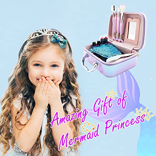 Kids Makeup Set for Girls - Non Toxic Washable Mermaid Makeup, Toys for Girls 5-7, 8-12, Mermaid Toys for Girls, Real Make Up for Little Girl,Party Gifts for Halloween Christmas Birthday