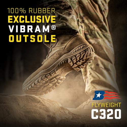 B Belleville Arm Your Feet C320 One Xero 8 Inch Combat Boots for Men - Ultra-Lightweight Army/Air Force OCP ACU Brown Leather with Vibram Incisor Traction Outsole; Berry Compliant, Coyote - 7 R
