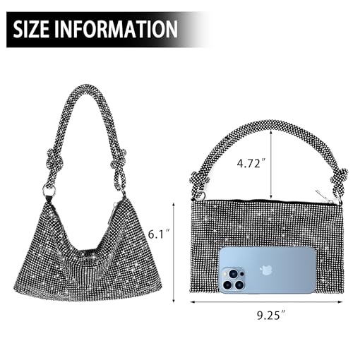 Rhinestone Purse Sparkly Evening bag Silver Clutch Purses for Women Evening, Cross Body Handbags for Party Prom Club Wedding