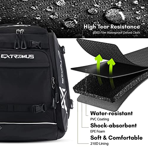 Extremus Ski Boot Bag, Waterproof Ski Boot Backpack to Organize Ski Boots, Helmet, Goggles, Gloves, Apparel, Large Capacity Ski Luggage for Adults & Youth