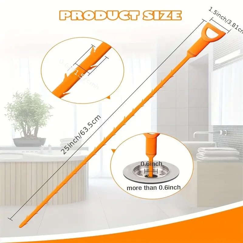liboyixi 5 Pack 25 Inch Drain Clog Remover Tool, Sink Snake Cleaner Drain Auger Sewer toilet dredge, Snake Drain for Hair Remover Tool For Sewer, Toilet, Kitchen Sink, Bathroom Tub