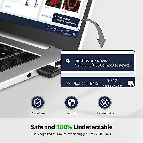 Mouse Jiggler,Undetectable Mouse Mover Jiggler Automatic Mouse Mover Wiggler USB Port for Computer Laptop,Simulate Mouse Movement to Keep Computer Awaking,Plug and Play