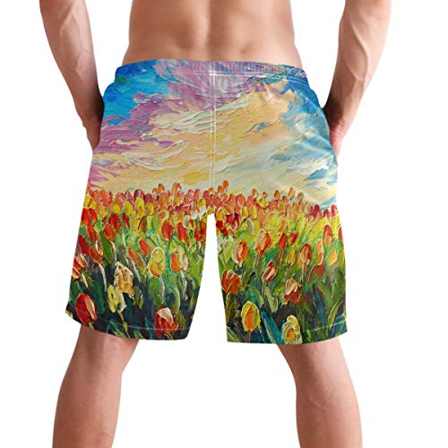 visesunny Rainbow Mermaid Underwater World Summer Men's Swim Trunks Quick Dry Bathing Suits Beach Holiday Party Swim Shorts