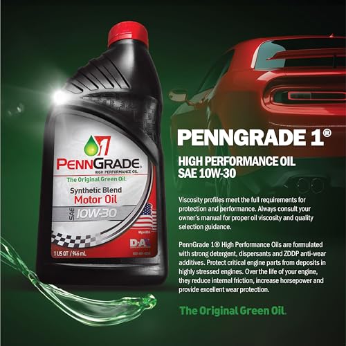PENN GRADE 1, 71506, Synthetic Blend High Performance Oil SAE 10W-30, 1 Quart