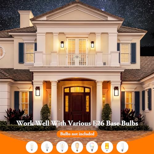 Bdrofn 2-Pack Dusk to Dawn Outdoor Light Fixtures,Outdoor Wall Lights with Outlet Sensor,Bronze Exterior Porch Lights Waterproof Outdoor Wall Sconce,Outside Lights for House,Garage,Front Door