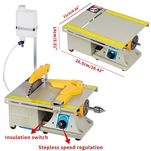 Jewelry Lapidary Saw for Cutting Rocks DIY Lapidary Equipment, 110V Mini Table Saws Grinder Polishing Machine 0-10000r/min with Flexible Shaft,Left Benchtop