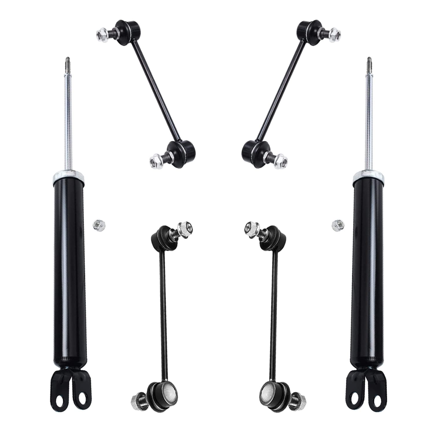 Detroit Axle - 8pc Suspension Kit for 2007-2010 Hyundai Elantra Complete 2 Front Struts with Coil Spring 2 Rear Shock Absorbers 4 Front Rear Sway Bar Links 2008 2009 Replacement Ready Struts