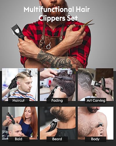 YiLFo Hair Clippers for Men Professional- Beard Hair Trimmer, Cordless Barber Clippers Kit, LED Display Hair Cutting Kit, T Liners Edgers Clippers and Trimmers Grooming Set, Shaving Kit for Mens Gift