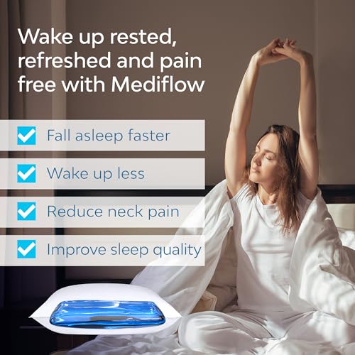 Mediflow Fiber Water Pillow - Adjustable Pillow for Neck Pain Relief, Pillow for Side, Back, and Stomach Sleepers, The Original Inventor of The Water Pillow, Clinically Proven Bed Pillow (2 Pillows)