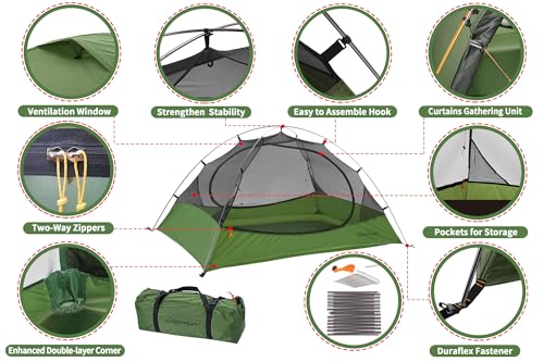 Clostnature Crux Lightweight Tent for Backpacking - 2 Person Ultralight Backpacking Tent, Waterproof Easy Setup Camping Tent, Hiking Tent for Outdoor, Hiking and Mountaineering