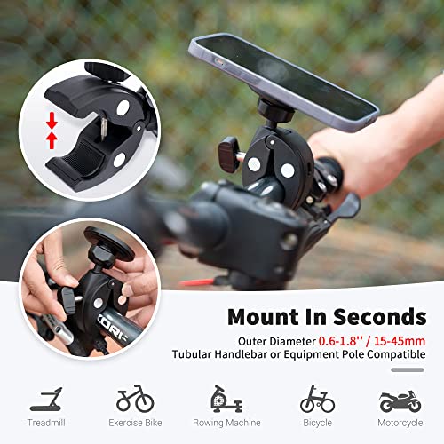 Phone Holder Mount Magnetic Accessories: Fitness Equipment Gym Motorcycle Handlebar, Exercise Bike, Treadmill, Stroller, Cart, for Magsafe iPhone 16 15 14 13 12 Plus Pro Max & All Phone Stand Clamp