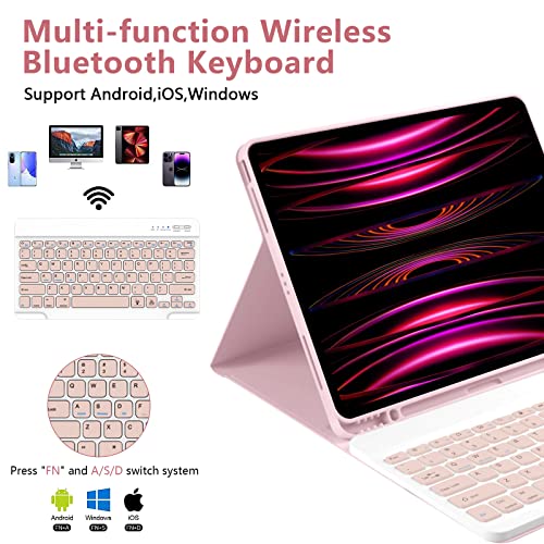 Compatible for iPad Air 13 inch Case Keyboard for iPad Pro 12.9 inch Case with Keyboard Slim Smart for iPad Keyboard Compatible with iPad Pro 6th/5th/4th/3rd Wireless Detachable Pencil Holder Black
