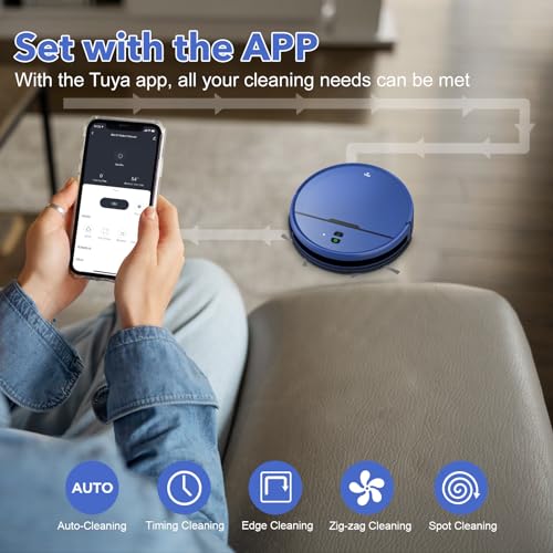 2 in 1 Mopping and Vacuuming Robot, Robot Vacuum and Mop Combo Compatible with WiFi/App, Robotic Vacuum Cleaner Self-Charging, Slim, Ideal for Pet Family, Hard Floor, Hair, Low Pile Carpet