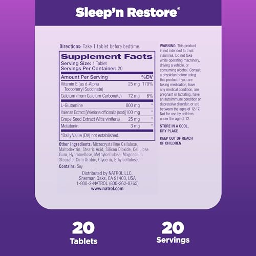 Natrol Sleep N Restore Tablets, 20 Count