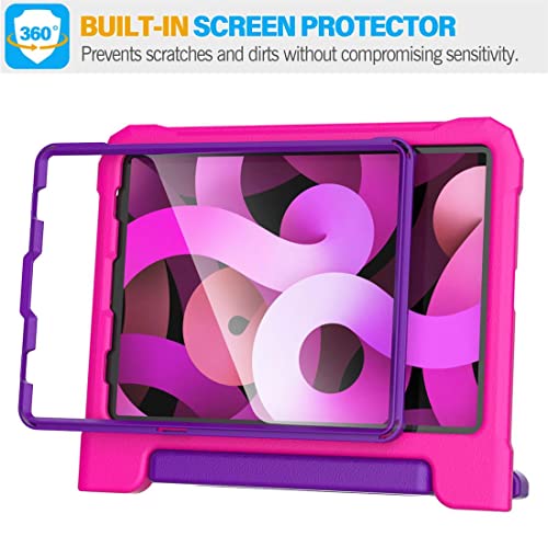SUPLIK Kids Case for iPad Air 5th/4th Generation (10.9 inch, 2022/2020), iPad Pro 11 2022/2021/2020/2018 Case with Screen Protector, Durable Shockproof Handle Stand Cover for Kids, Black