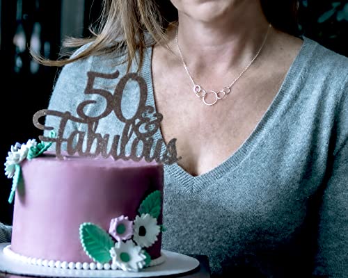 EFYTAL 50th Birthday Gift for Her, Sterling Silver 5 Circle Necklace, 50th Birthday Gifts For Women, Cool Gifts for 50 Year Old Woman, 50th Birthday Decorations, 50th Birthday Gift Ideas, Turning 50
