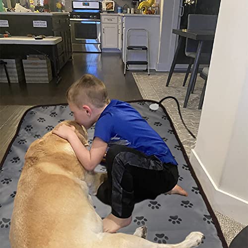 Dog Heating Pad Heated Dog Bed,Large Heated Cat Bed,Electric Warming Pad for Dog House,Heating Pad for Small Medium Animal Puppy,34"x21" (with Timer, Paw Print)
