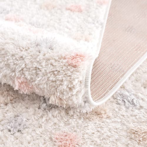 Hauteloom Cansu Living Room, Bedroom Area Rug - Contemporary - Plush Pile - Beige, Light Blue, Light Pink - 18" x 18" Sample