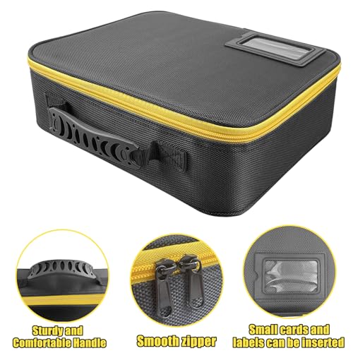 Extra Large Hard Tool Battery Carrying Case fits for Dewalt/Milwaukee/Makita 20V/60V/12V/18VBattery & Charger, Portable Power Tool Box Storage Bag with Adjustable Dividers for Accessories Organizer