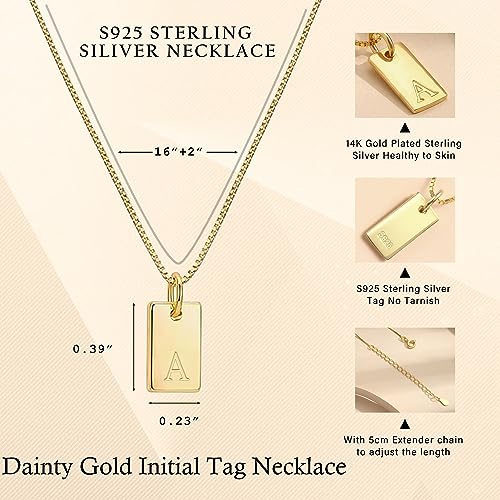 JSJOY Dainty Silver Necklace for Women 925 Sterling Silver T Necklace Simple Initial Tag Necklace Anniversary Jewelry Birthday Christmas Gifts for Teen Mom Wife