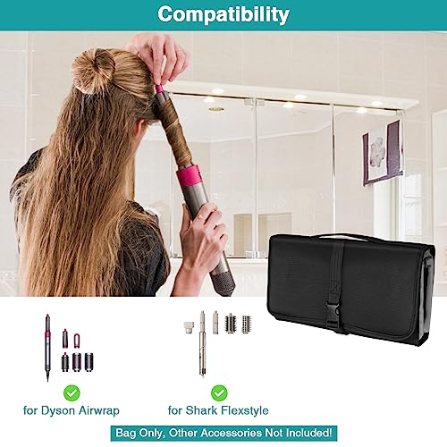SITHON Travel Case for Dyson Airwrap/Shark FlexStyle Styler, Water Resistant Portable Roller Hanging Storage Carrying Organizer Bag (Bag Only) (Black)
