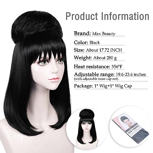 LABEAUTÉ Max Beauty Anime Short Black Cosplay Wig for Women Girl, Daily Wig for Cosplay Synthetic Hair for Halloween Costume Party Hair Wig + Wig Cap