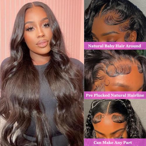 13x4 Body Wave Lace Front Wigs Human Hair 13x4 hd Transparent Lace Frontal Wig 180 Density Lace Front Wigs Human Hair for Women Body Wave Wigs Brazilian Human Hair Pre Plucked with Baby Hair 18 Inch