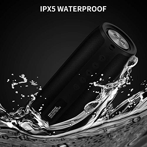 Bluetooth Speaker,MusiBaby M88 Speakers,Dual Pairing, Bluetooth 5.3,Loud Stereo Sound,Booming Bass,30H Playtime for Home& Outdoor Party,Beach,Portable Speaker,Gifts(Black)