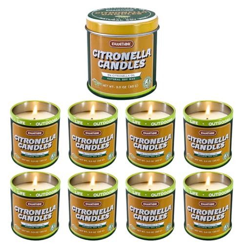 Citronella Candle 9 Pack, 3 oz Jar Candles, Indoor Outdoor Lemongrass Scented Candles, Made with Natural Citronella Oil and a Soy Wax Blend