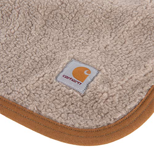 Carhartt Firm Duck Sherpa-Lined Throw Blanket, Reversible Pet Blanket, Blanket Stripe