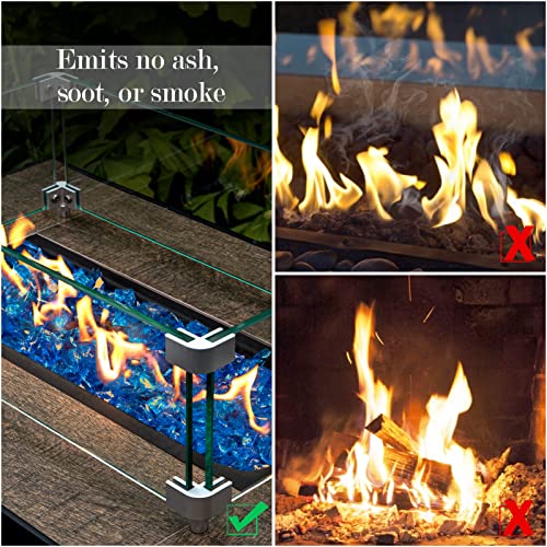 GASPRO 20 lbs Fire Glass for Propane Fire Pit, 1/2-Inch Reflective Fireplace Glass Rocks for Fire Pit Table, Blend of Cobalt Blue, Caribbean Blue and Platinum