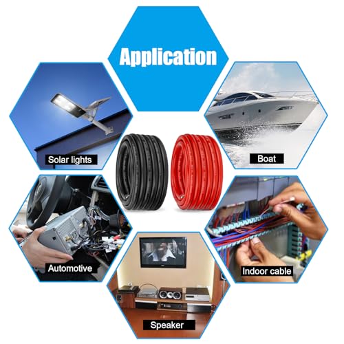 10 Gauge Marine Wire Tinned Copper Boat Cable, Standard USA OFC Oxygen Free Copper Wire for Automotive Boat Speakers Solar Outdoors (10 Gauge 30FT Red+30FT Black)