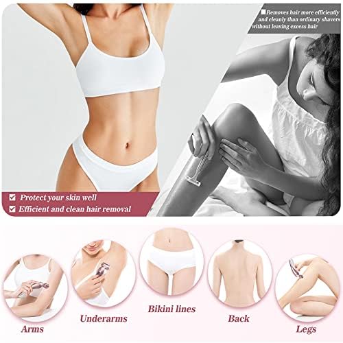 Akunbem Electric Shaver for Women for Legs Bikini Trimmer Electric Razors for Women Underarm Public Hairs Rechargeable Womens Shaver Wet Dry Use Painless Cordless with Detachable Head (Pink)