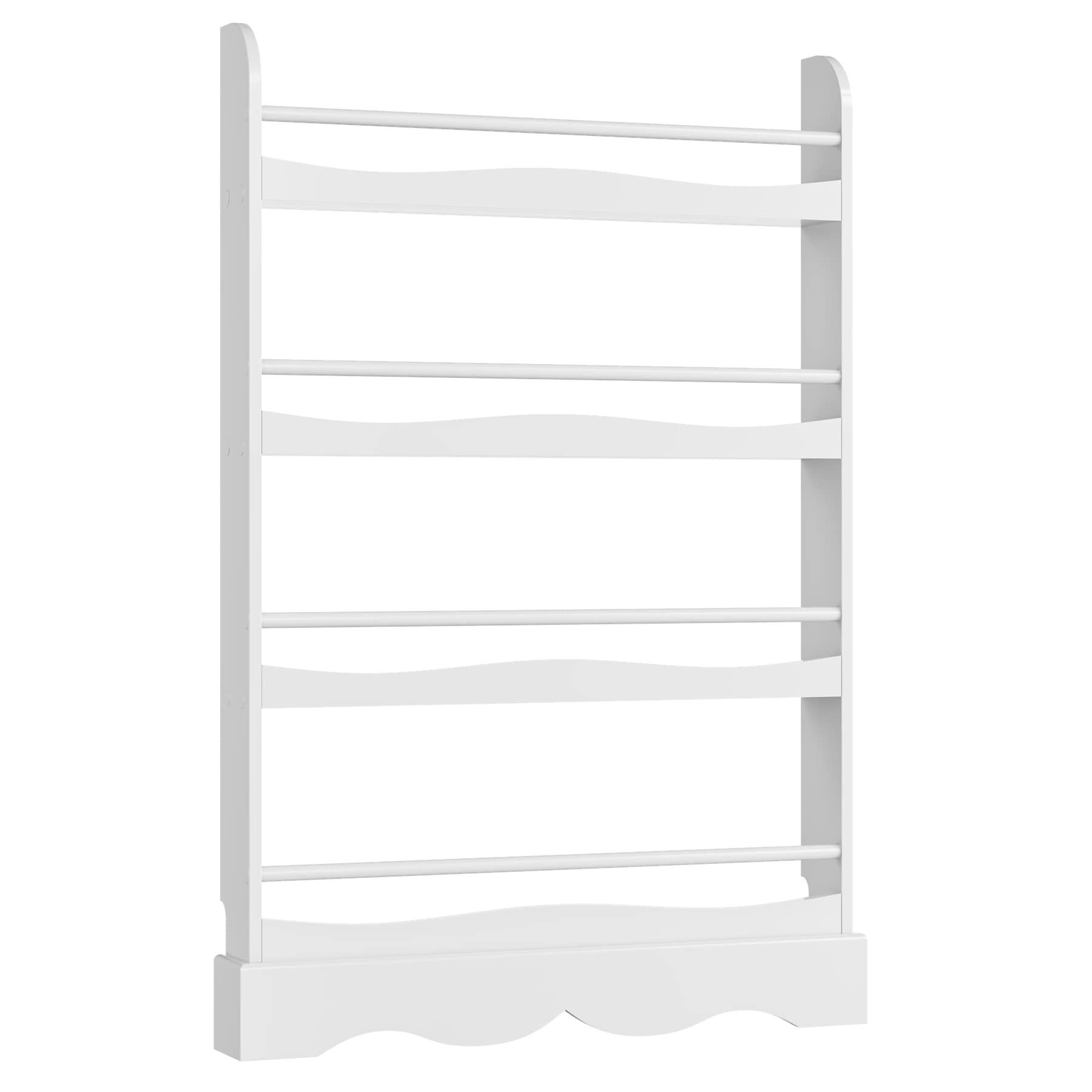 FOTOSOK Kids Bookshelf, 4-Tier Book Shelf Organizer for Toys and Books, Toy Storage Bookshelf in Bedroom, Living Room and Nursery, White