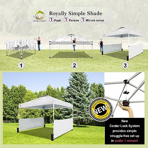 CROWN SHADES 10x10 Pop up Canopy Tent Instant Canopy with 150D Silver Coated Fabric Including 2 Half Sidewalls, 4 Ropes, 8 Stakes, 4 Weight Bags, STO 'N Go Bag, White