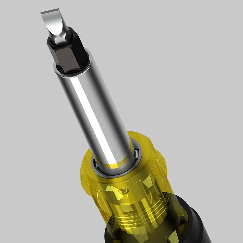 Klein Tools 32557 Multi-Bit Screwdriver / Nut Driver, Heavy Duty 10-in-1 with Interchangeable Shafts and Ph, Sl, Sq, Hex Bits and Nut Drivers