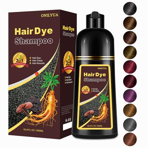 Hair Dye Shampoo 3 in 1, Black Hair Dye 16.9 FL Oz, Black Hair Shampoo, Semi-Permanent Hair Dye Shampoo, Lasts 30 Days Hair Color Shampoo (Black)