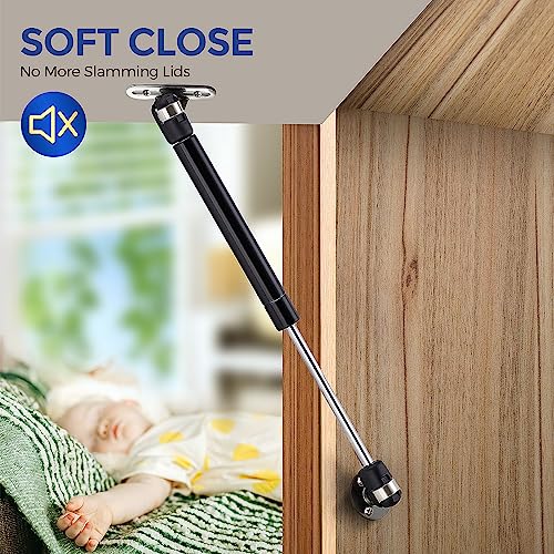 Ravinte Hardware 4 PCS Gas Struts for Cabinet 10 Inch Gas Strut Lift Supports Hinges for Lid Stay Kitchen Cabinet Black Gas Shocks Lift Support 100N/22.5 LB Soft Open Doors Lift Gas Struts